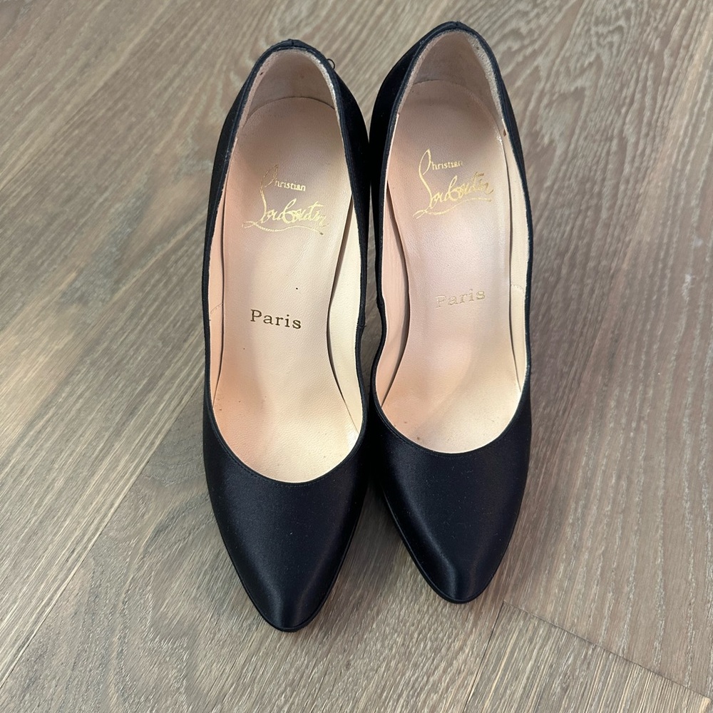 Christian Louboutin Black Satin Heels